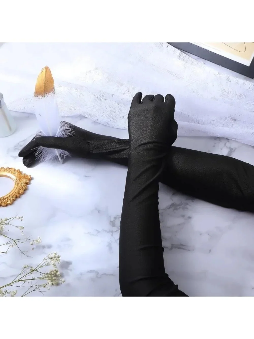 Elegant Long Satin Gloves for Women - 12 Pairs Elbow Opera Costume Formal Wear